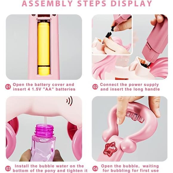 Bubble Machine Blower Blaster Lawn Mower Maker Pink Toys Portable Handheld - Picture 3 of 6